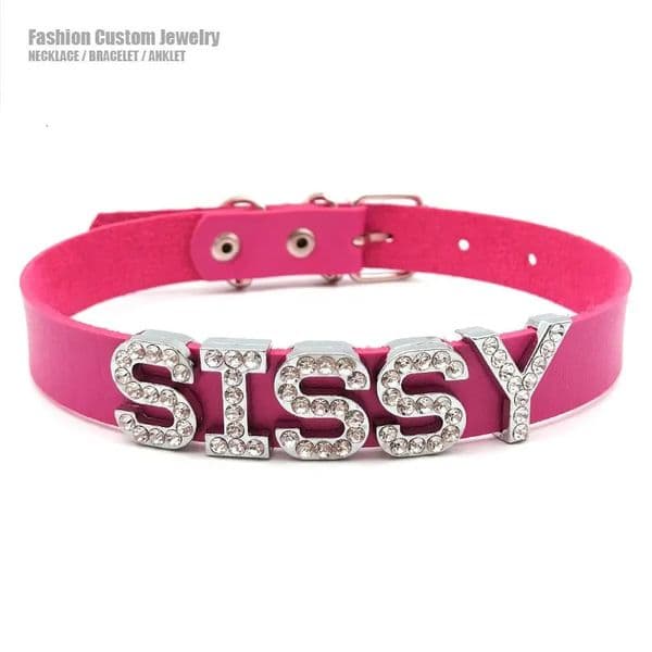 Rhinestone Letter SISSY Necklace Sexy Women Mens Custom Name Choker Collar Costume Party Cosplay Halloween Jewelry Gift 260324