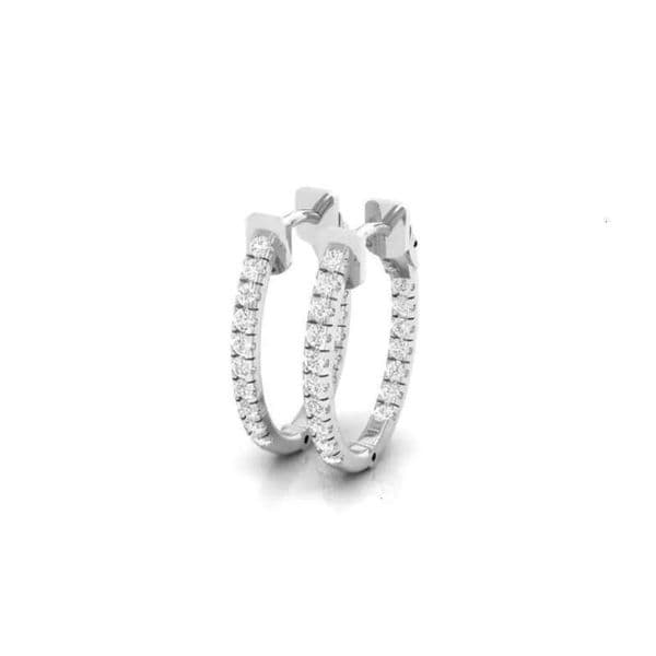 Womens 14K Gold Natural Mini Hoop Earrings 052 CTTW Brilliant Cut Diamond