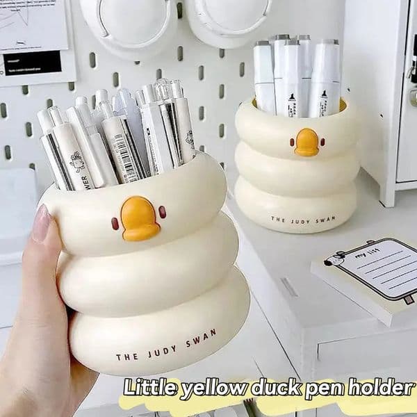 Kawaii Round Pen Holder Cute Cartoon Pencil Stand Desktop Large Capacity Storage School Student Stationery Supplies 260325