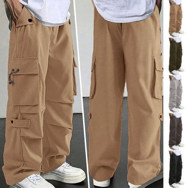 Essential Pants American Style Functional Paratrooper Cargo Pants Men's Autumn Loose Wide-leg Straight Quick-dry Casual Long Pants Trendy