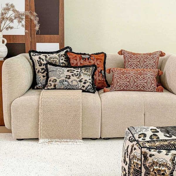 Luxury Tiger Elephant Orange Color Cushion Case Retro Square Decorative Cover For Sofa Chair Home Decorations L2605243WTX
