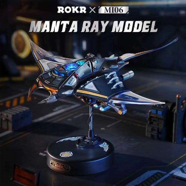 Rokr Manta Ray Mechanical 3D Puzzle Kit Cyberpunk Style Model Challenging DIY Project Unique Desktop Decor Gift for Adults X260325