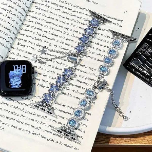 e Ocean Gem Sun Star Strap Cpatible with iWatch Strap 38mm 40mm 41mm 42mm 44mm 45mm 49mm Fashionable Handmade Strap C260325