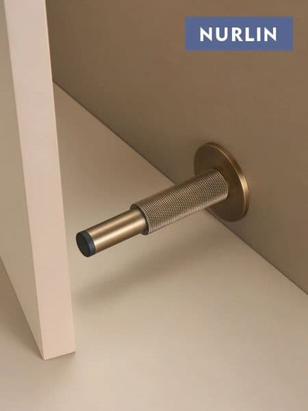 Nurlin Brass Knurled Door Stop Bathroom Room Stopper Heavy Duty Floor Wall Mount Bumper Holder Catch Antique 260325
