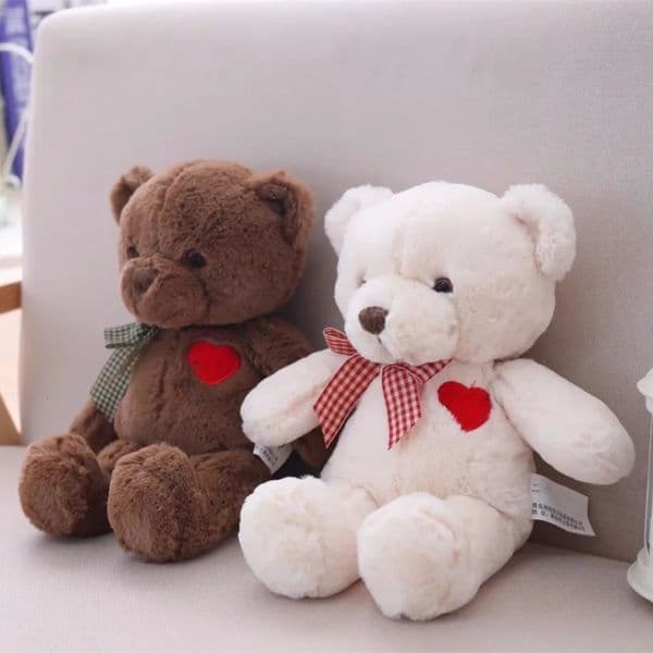 1pc 35/50cm Lovely Teddy Bear Plush Toys Stuffed Cute Bear with Heart Doll Girls Valentines Gift Kids Baby Christmas Brinquedos 260324