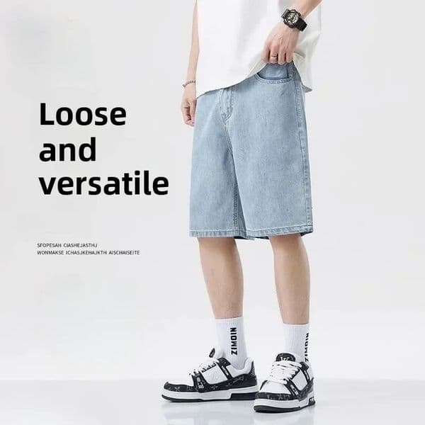 Summer Classic Shorts Jeans Men Denim Pants Straight Stretch Casual Cool Thin Knee Length Blue Fashion Daily Trousers 260324