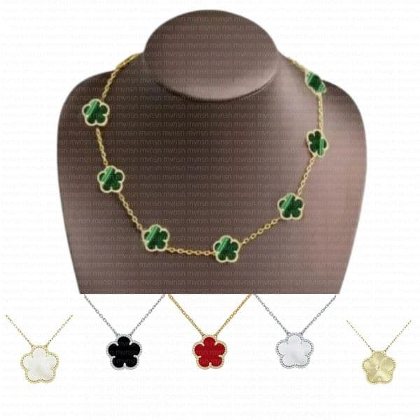 Clover necklace gold necklace Designer Luxury jewelry for women 10 Flower Pendant Necklaces 925 silver chains necklaces classic high quality wedding gifts