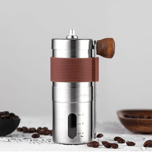 Manual coffee bean grinder portable with adjustable settings for french press send brush 260325