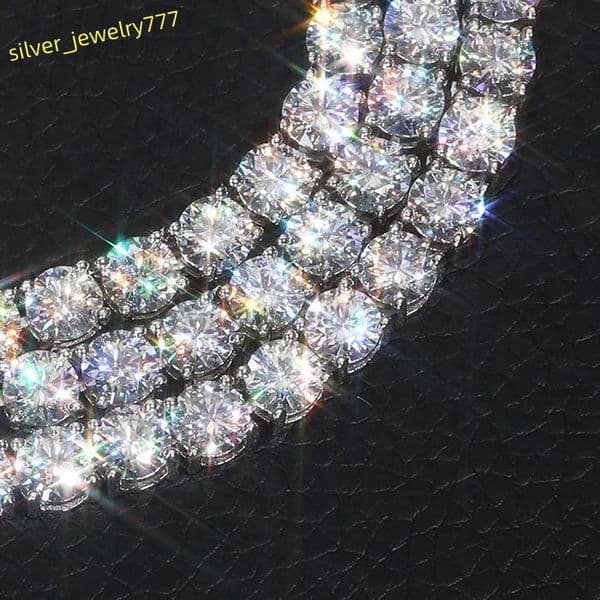 Luxury Iced Our Fine Jewelry 2MM 3MM 4MM 5MM Lab Diamond S925 Silver Vvs Moissanite Tennis Chain Necklace in Stock