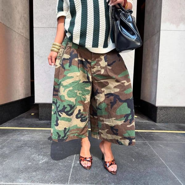 Womens Camouflage Wide Leg Pants Loose Casual High Waist Vintage Pockets Cropped Fashion Harajuku Capris 260325BJ