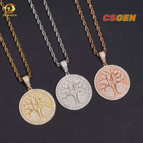 Iced Luxury Out 925 Silver Hip Hop Jewelry Moissanite Charm Pendant Round Jewelry