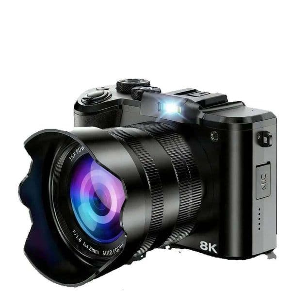 8K Digital Camera 88MP WiFi, Dual-Lens, Autofocus, 16X Zoom, Touch Screen, Anti-Shake, 1 Batteries & Charging Stand 26L0325