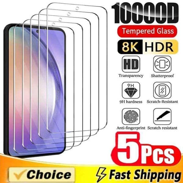 5Pcs Screen Protector for Galaxy A55 A54 A13 A53 A52 A12 A22 A33 A32 A51 A52S A35 A72 A71 A14 S10E S20FE Tempered Glass 26L0325