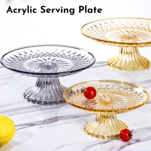 15202530cm Acrylic Clear Serving Plates Fruit Dessert Salad Tray Cupcake Display Stand Round Dinner Plate Kitchen Supplies 260325