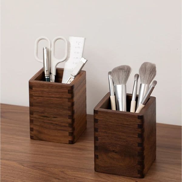 North American black walnut wood desktop pen holder makeup brush mortise and tenon joint 260325