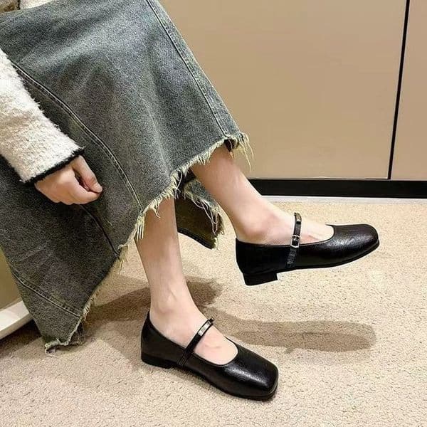 Ddmysports Flat Mary Jane Shoes For Women Spring Summer New French One Strap Versatile Gentle Evening Style Loafers Outdoor Shoes