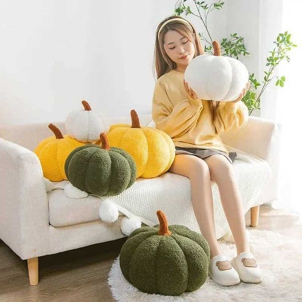 New Decorative Cushion Activity Plush Nordic Ins Sofa Backrest Orange Pumpkin Pillow for Living Room Cute Pillow Home Decoration H260325