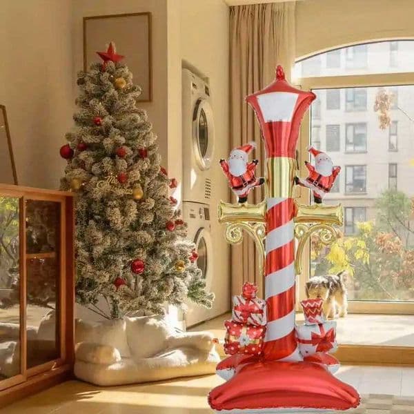 1pc Standing Christmas Foil Balloon Mini Santa Gift Street Light Balloon Christmas Decoration Party Supplies S25128