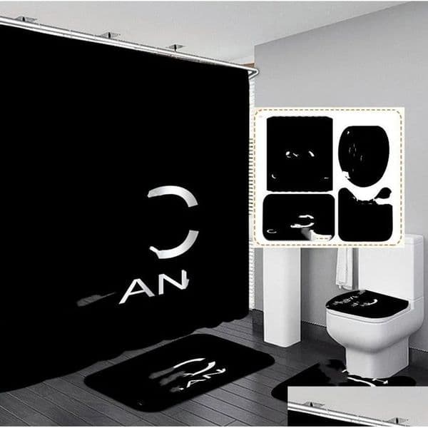 Designer Shower Curtains New Designer Trendy Waterproof Ins Toilet h Seat Cushion Carpet Bath 4 Pieces Set Bathroom Accessories Wholesale Drop D Ot2vs B5 Free 003