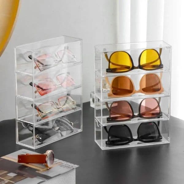 Transparent Multi Grid Sunglasses Storage Box 4-layer Sunglasses Desktop Display Box Acrylic Board Miscellaneous Box Wholesale 260324