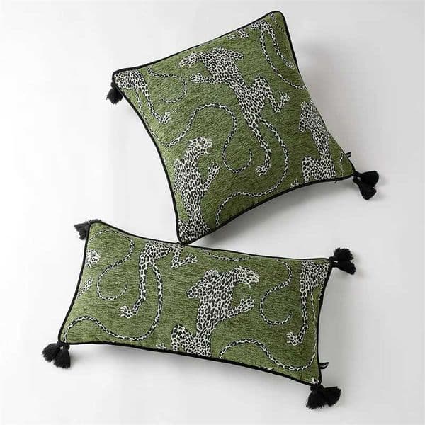 Luxury Cushion Cover Italian Modern Medieval Wild Royal Zoo Panther Leopard Jacquard Throw Case Retro Yellow Chenille L260524CSX6