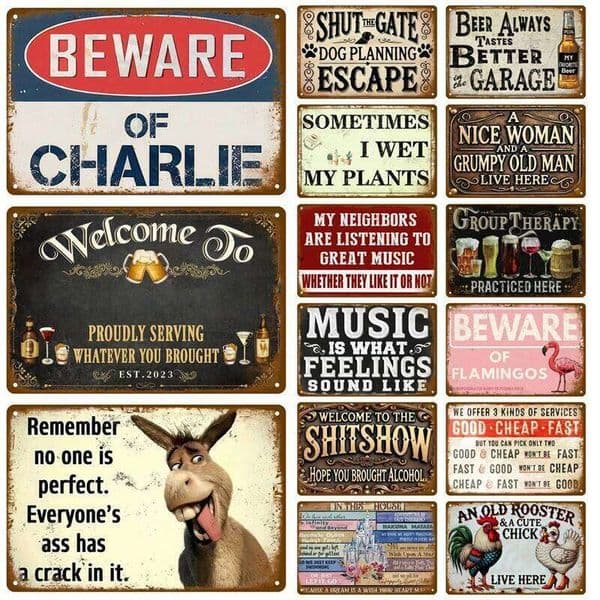 Vintage Plate Tin Plates Bar Retro Metal Sign Wall Art Mural Aesthetic Room Home Decor Items Poster Garage Decoration 26Y0325