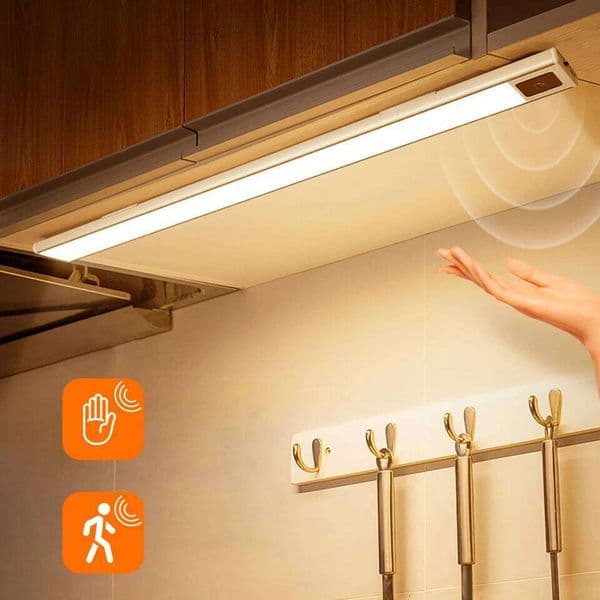 Ultra-thin USB Charging Motion Sensor LED Hand Scan Aluminum Bar Lamp Under Cabinet Kitchen Light Portable for Bed Closet 26L0325