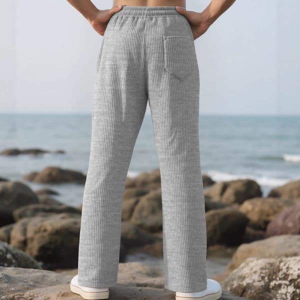 European And American Spring And Autumn Men's Casual Long Pants Loose Straight Pants Vertical Stripes Essential Pants Mid-high Waist Wide-leg