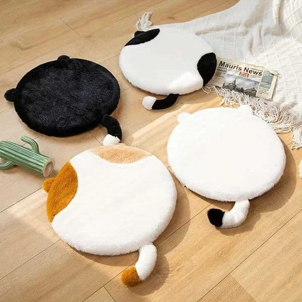 Cartoon Cat Memory Foam Chair Cushion - Art Deco Soft Washable Zippered Cover Multi-Use Floor Cushion for Office/Dorm/Car H260325