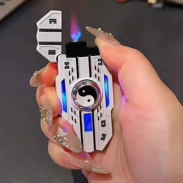 NEW Trendy Toy Mecha Can Rotate Luminous Windproof Red Flame Fingertip Decompression Gyro Lighter, Give Your Boyfriend A Gift thumbnail 2