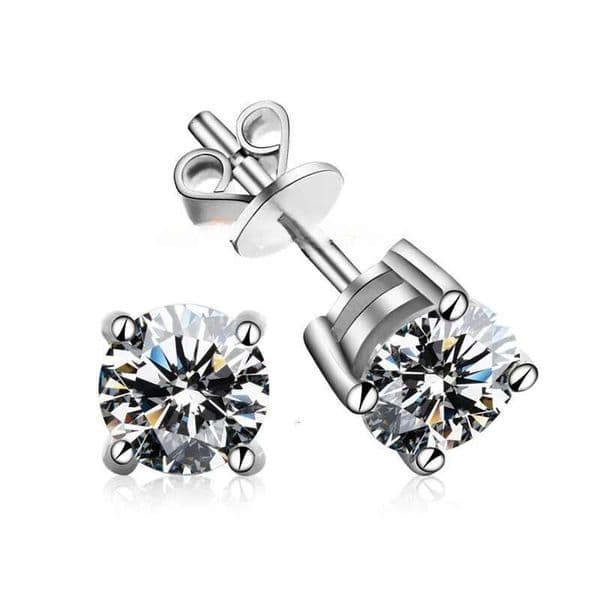 Moissanite S925 Sterling Silver Classic Four Claws Platinum Plated Temperament Luxury Fashion Earrings