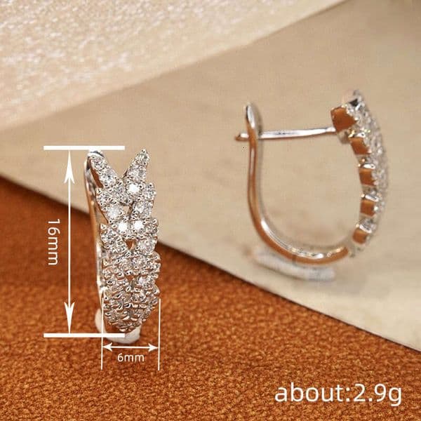 manufacturer wholesales popular for work featuring wheat ears leaves with micro-inlaid Moissanite stones exquisite and elegant earrings
