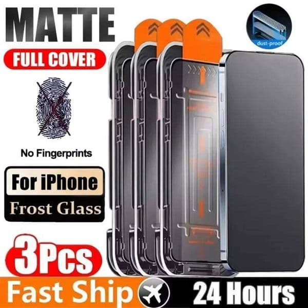 3Pcs Oleophobic Coating Dust Free Installation Screen Protector for IPhone 13 14 11 12 16 Pro Max 15 Plus XR 17 Matte Glass 26L0325