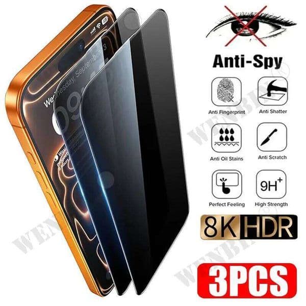 3Pcs Privacy Screen Protector Air 16 16e 15 14 Anti-spy Protective Glass For iPhone 17 Pro Max 26L0325