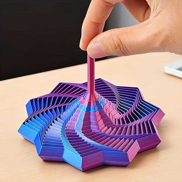 1Pc Random Color 3D-Printed Star Fidget Spinner - 2-Size Gradient Rotating Polygons Expandable Sensory Desktop Decor Stress Z260326