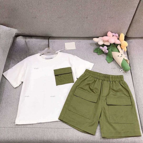 Brand baby T-shirt set boys girls tracksuits kids designer clothes Short sleeve and Work pants shorts A164X05N152