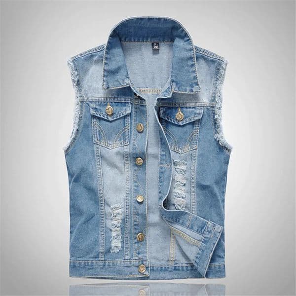 Blue Mens Sleeveless Jeans Jacket Ripped Denim Vest Cowboy Waistcoat Men Cotton Slim Fit Hip Hop Streetwear Tanks Oversize 6XL 260326