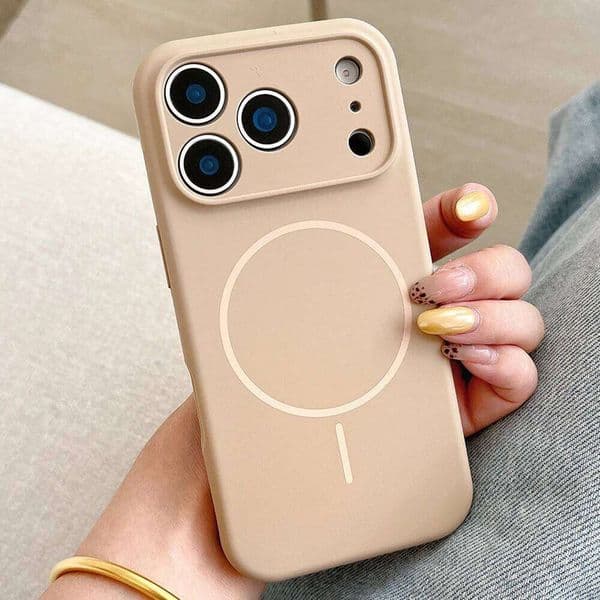 Desert Gold liquid silicone magnetic charging phone case for iPhone 17 16 15 14 13 12 Pro Max Air fine hole soft cover 26L0326