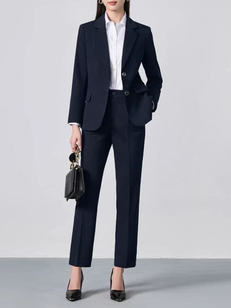 SingleBreasted Notch Lapel Suit Set SlimFit Blazer Formal Trousers Minimalist Commuter Style with Elegant Sophistication 260326