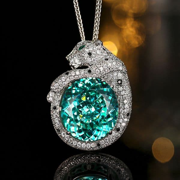 2026 new jewelry pendant necklace simulation bird's nest Chepara green retro leopard pendant necklace main stone 18*20mm factory direct wholesal ZB004
