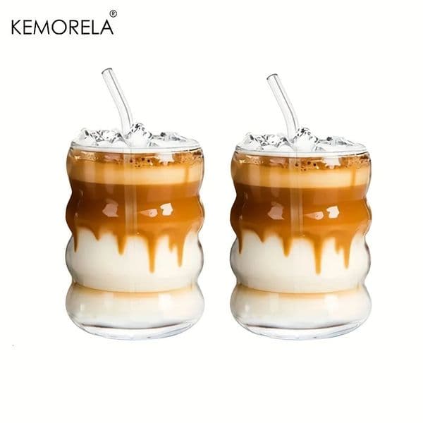 12PCS Cups with Straws Suitable for Iced Coffee Juice Milk Four Seasons Drinking Water Cup Cute Of Wave w260324BJ
