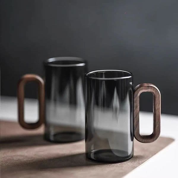 Glass wood singlelayer cup high borosilicate tea large capacity drinking water coffee 260324BJ