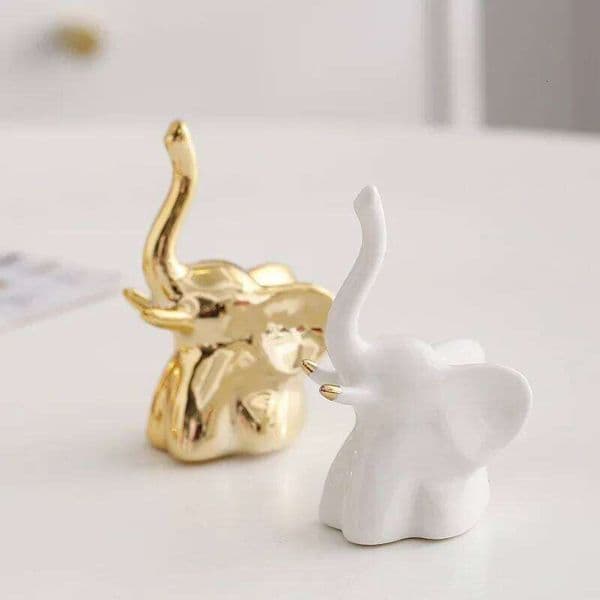 Ceramic Creative Elephant Rabbit Home Bedroom Makeup Desk Ring Necklace Jewelry Rack Animal Showcase Small Ornament 26H0326