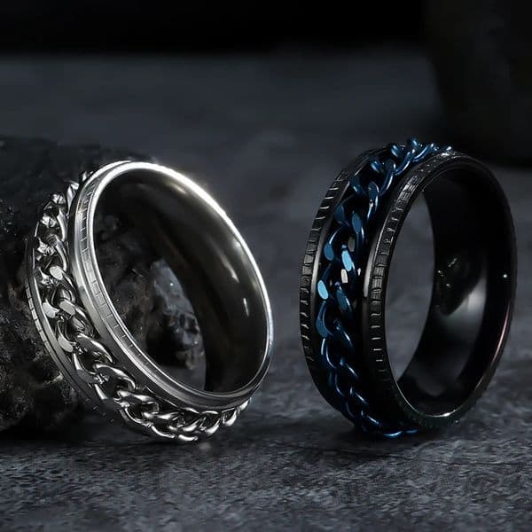 In Metal Spinner Fidget Cool Rings For Men Stainless Steel Rotatable Chain Anxiety Relife Spinning Ring Anillo Antiestres 260326