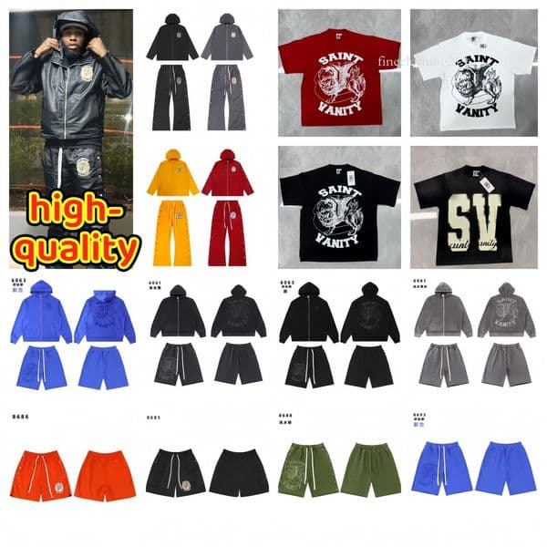 saint Vainty shirts Mens Shorts Designer Saint Vanity Shorts Streetwear Hip Hop Unisex Short Sleeve Summer High Quality Cotton shirts Vintage Print Letter c64 a9e