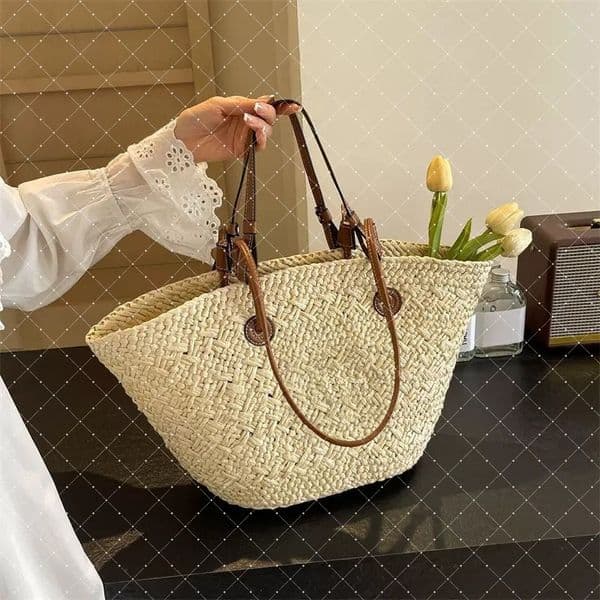 Beach Bag Designer Bag Straw Vegetable Basket Luxury Bag Summer Tote Shoulder Bag Vacation Travel Fashion Classic Women's Handbag Large Capacity Shopping Bag