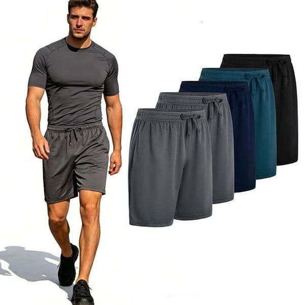 5-Piece Men's Casual Shorts With Drawstring Waistband, Breathable Fabric, Available In Multiple Colors - Ideal Choice For Summer Bamubi