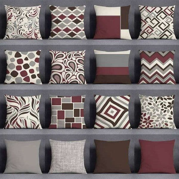 Dark Red Geometric Pattern Car Ornaments Office Living Room Home Pillowcase 26Y0326