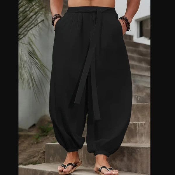 FGKKS Men Pants Fashion Loose Style Comfortable Cotton Man Black Solid Trousers 260326