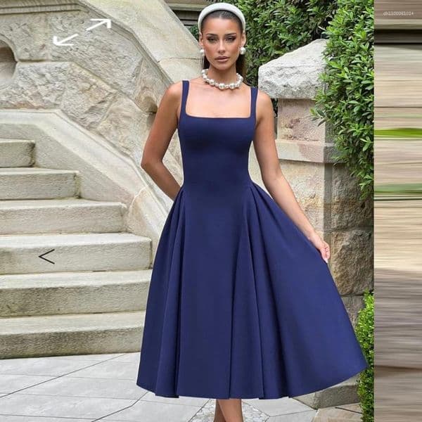 Casual Dresses Suninheart Elegant Summer Dress 2026 Arrivals Navy Blue Midi Party Women's Clothing
